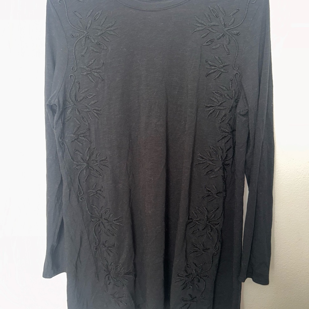 J. Jill Black Embroidered Midi Dress